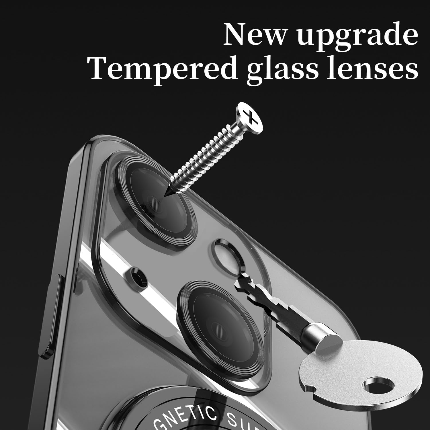 MuZiFei Funda transparente para iPhone 14, chapado en oro rosa, borde de oro rosa, soporte de rotación de 90 grados, delgada, suave, flexible, funda