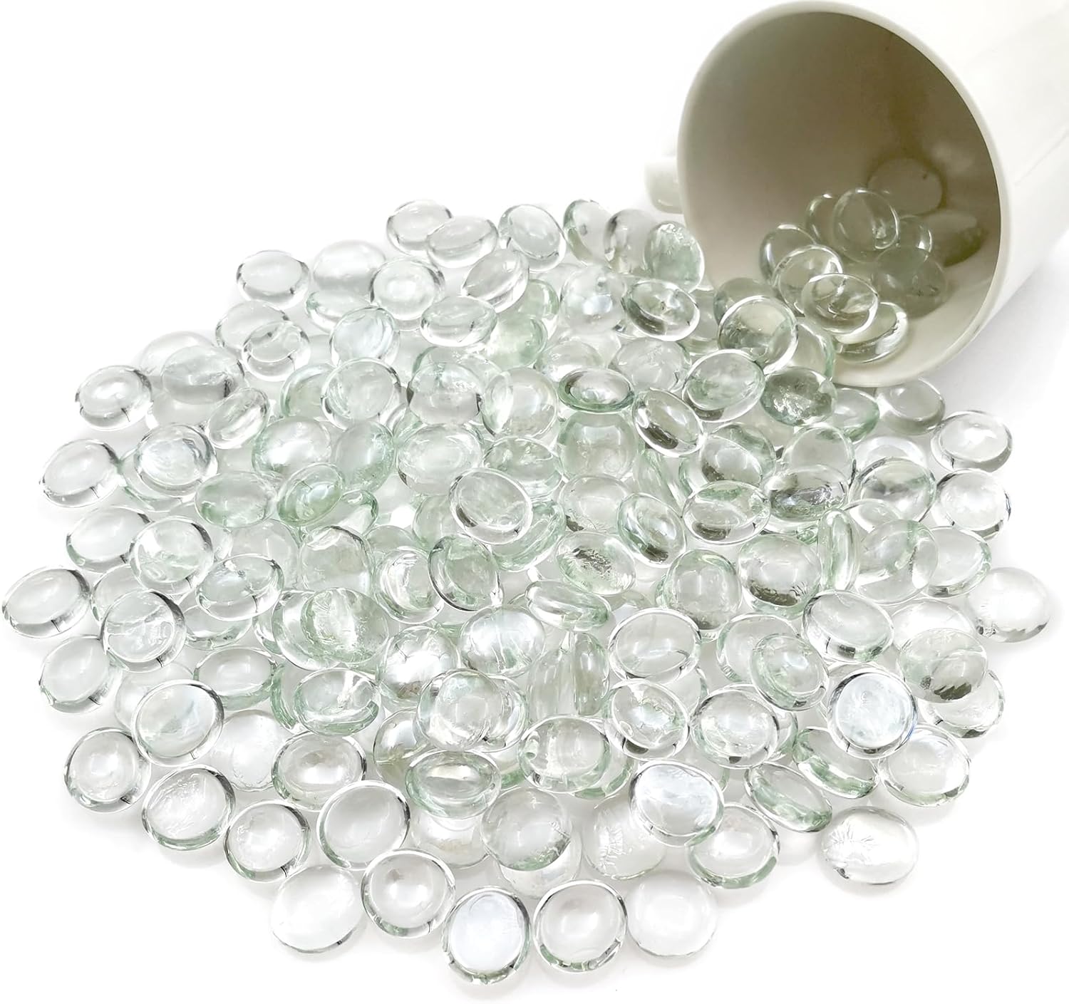 Canicas de vidrio plano de 2 libras, cuentas de relleno de jarrón de vidrio de alto brillo, guijarros de vidrio translúcido para jarrones,
