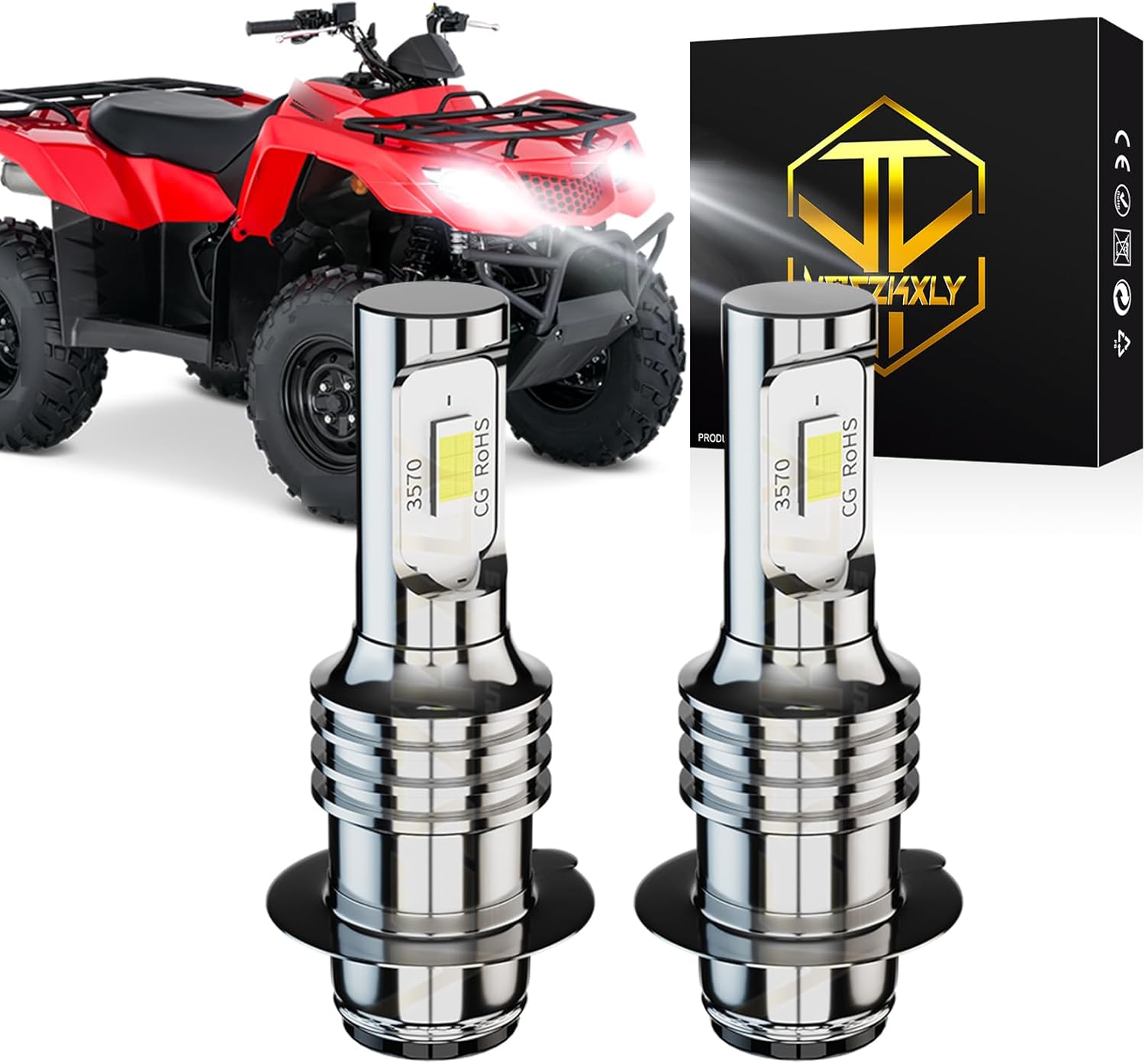 Bombillas LED P15D H6 H6M, compatibles con bombillas LED Polaris Outlaw 90 50 Sportsman 90 110 2007-2019 0453570, 6000 K, blanco, 300% de brillo,