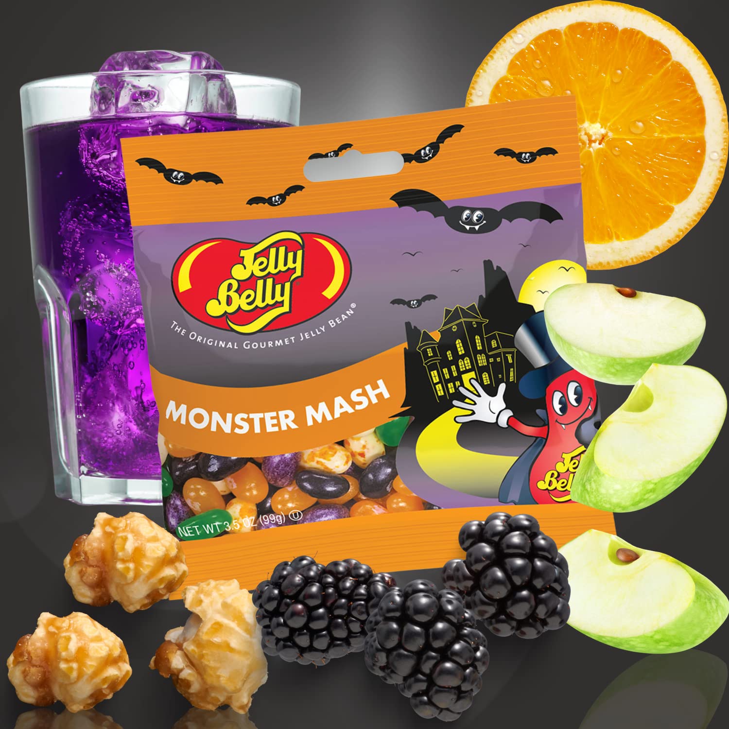 Caramelo de maíz, Monster Mash y calabaza Pastel de gelatina, mezcla de frutas surtidas, dulces de Halloween, rellenos de bolsas de golosinas