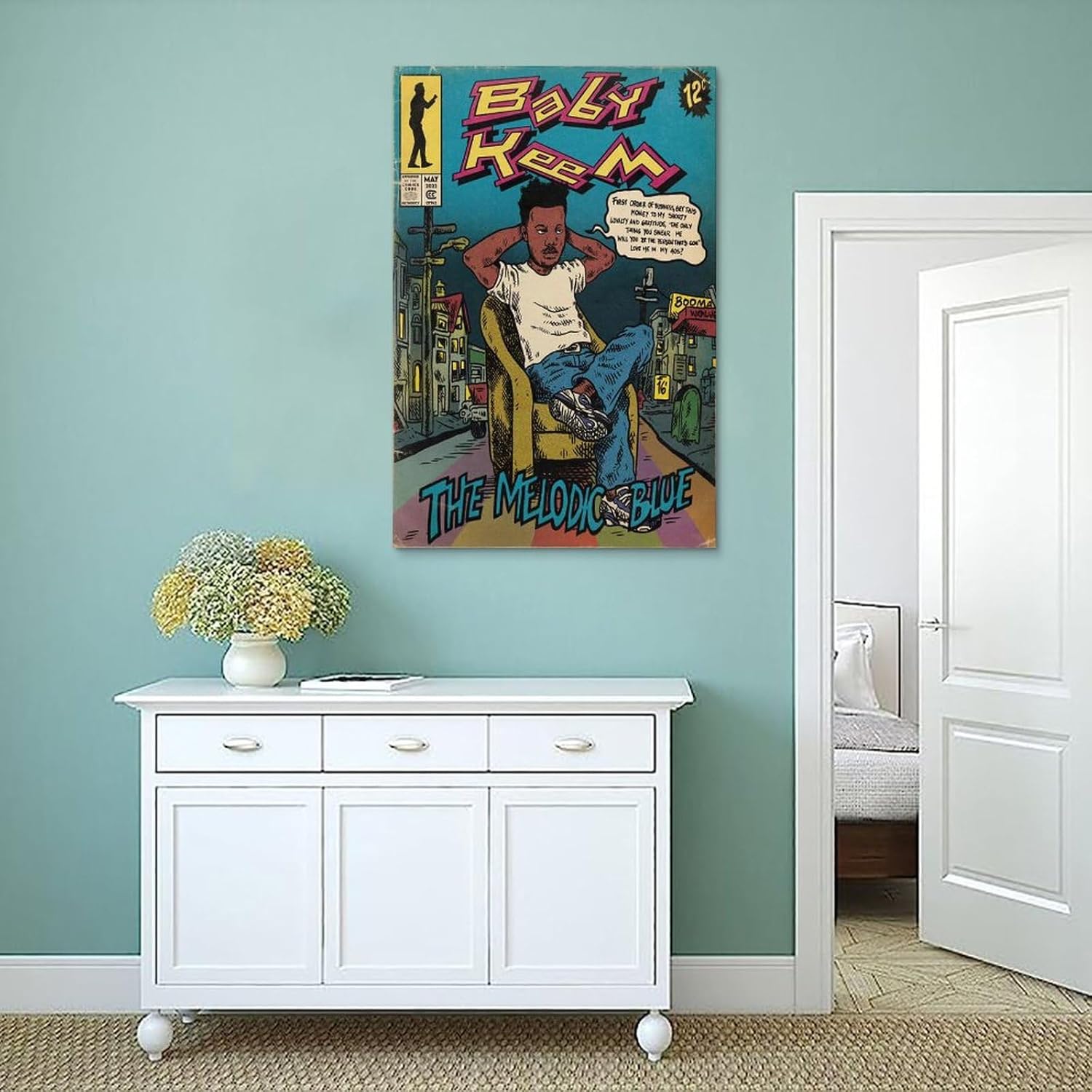 Baby Keem The Melódico – Póster artístico de cómics para dormitorio, lienzo estético, decoración de pared, 24 x 36 pulgadas (23.6 x 35.4 in)
