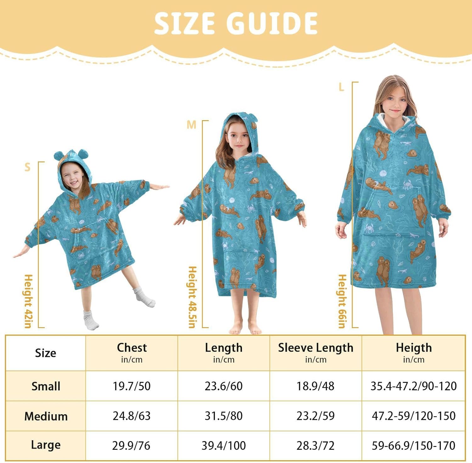 Wearable Blankets for Kids, Soft Warm Cozy Oversized Blanket Hoodie, Gifts 3-14 Y Boys Girls Teens with Pocket