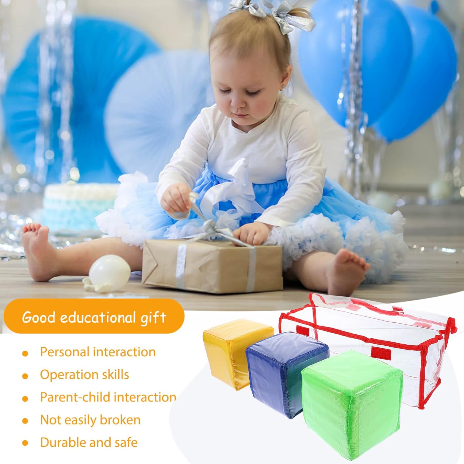 jojofuny 3 cubos de aprendizaje de dados, dados educativos de bolsillo, dados de ayuda de aprendizaje de color, dados peludos, bloques apilables,