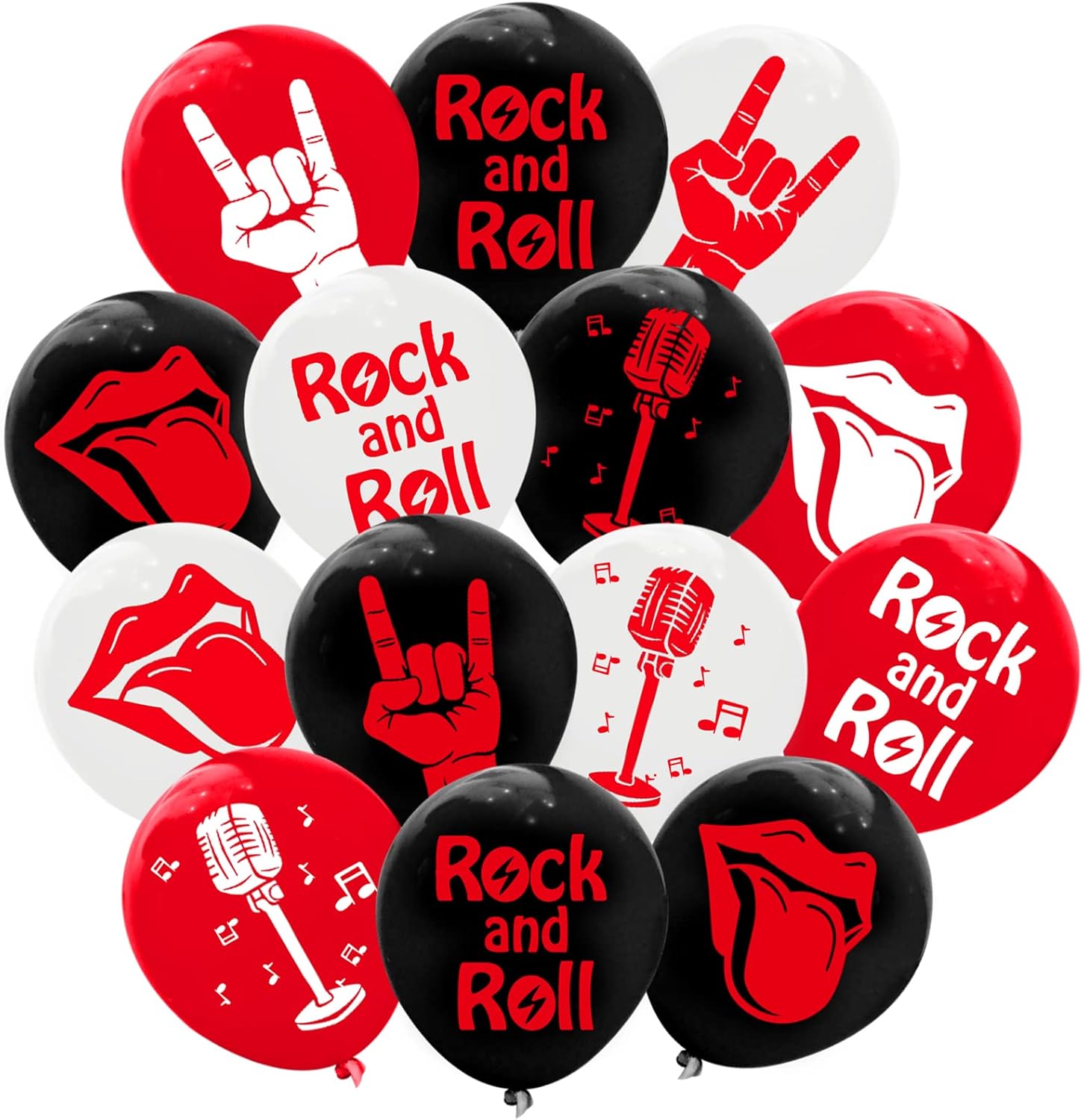 60 globos de látex Rock and Roll para decoración de fiesta de los años 80 y 90, suministros de fiesta de músico, guitarra, rap, cumpleaños, baby