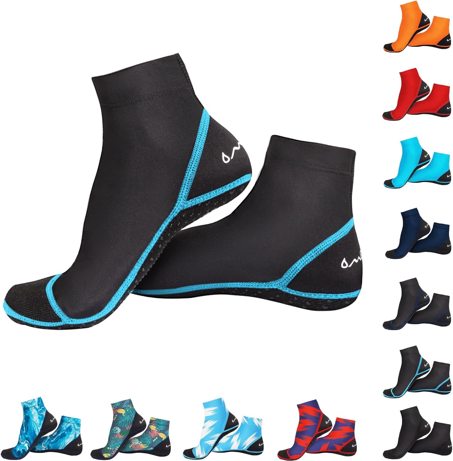OMGear Calcetines de agua, calcetines de voleibol de playa, botines a prueba de arena, calcetines de natación de secado rápido, calcetines de buceo