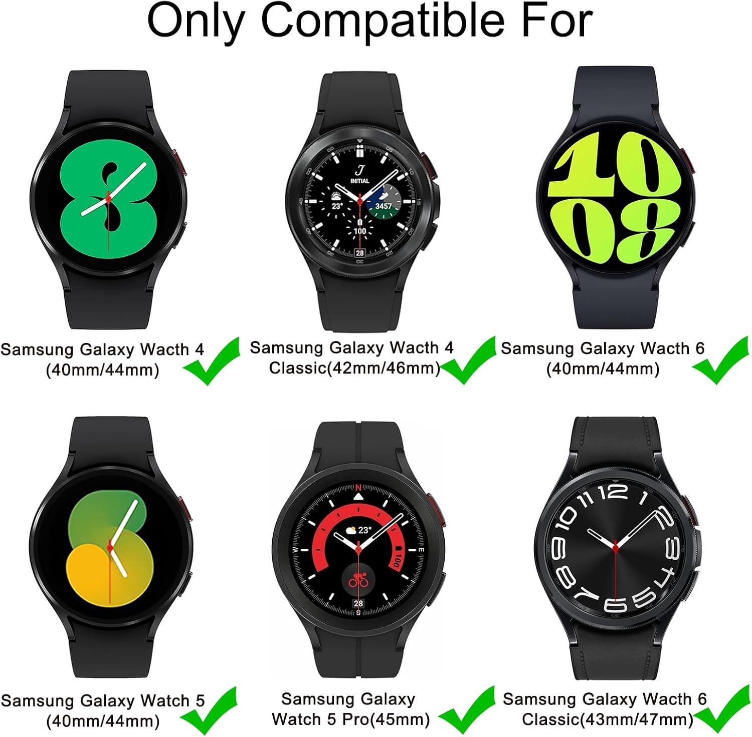 AK Correas compatibles con Samsung Galaxy Watch 7654 – 1.575 pulgadas, 1.732 pulgadas, 1.772 pulgadas, correa deportiva de repuesto de silicona para