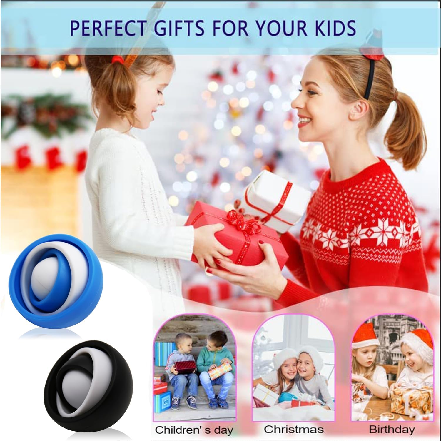 Paquete de 2 juguetes para manipular con giroscopio, pelota giratoria multicapa infinita, juguete de giroscopio 3D, bola de descompresión educativa,