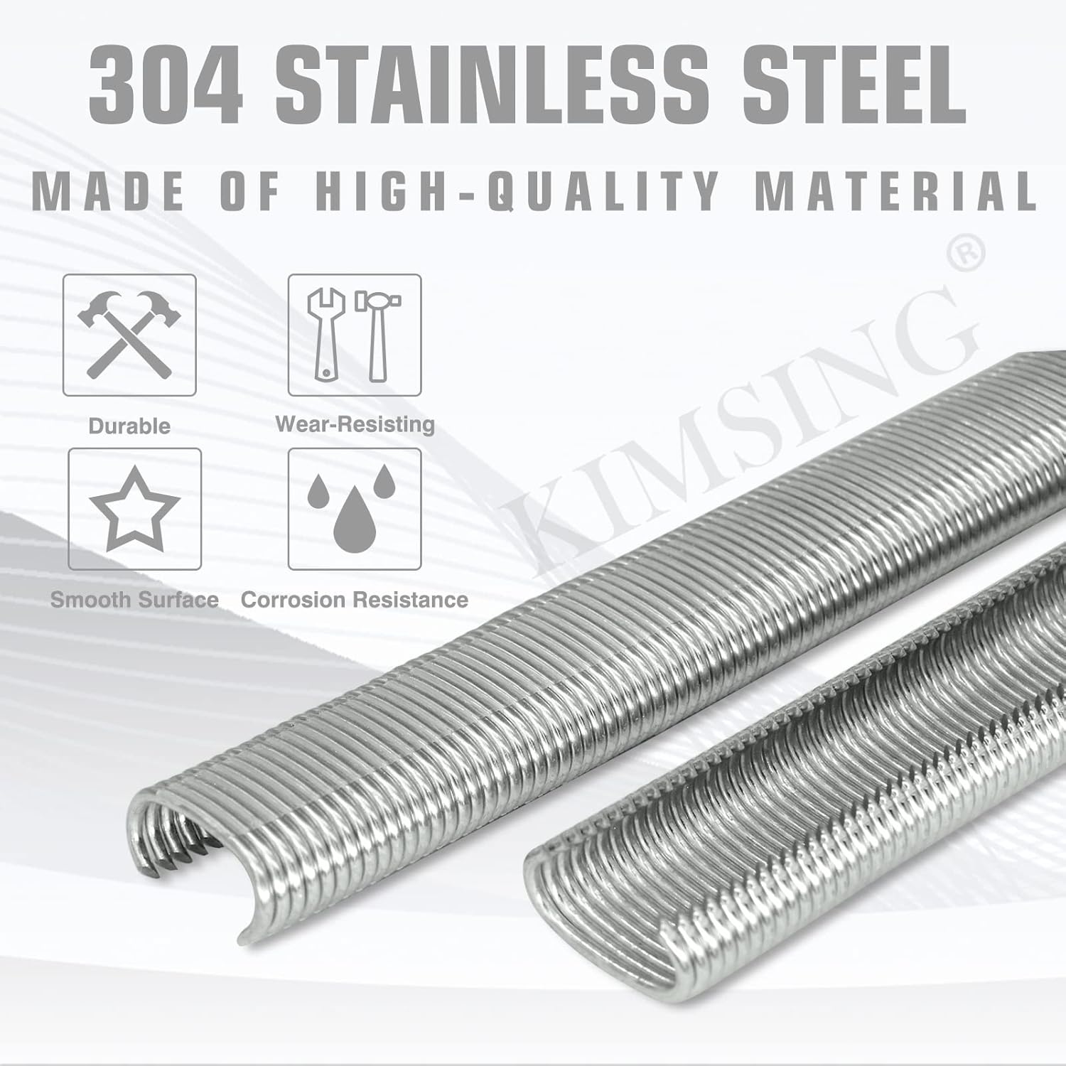 KIMSING SC760 – Juego de grapas de anillo en C de acero inoxidable con corona de 58 pulgadas, anillos en C, grapas de cerdo de alambre, sujetadores