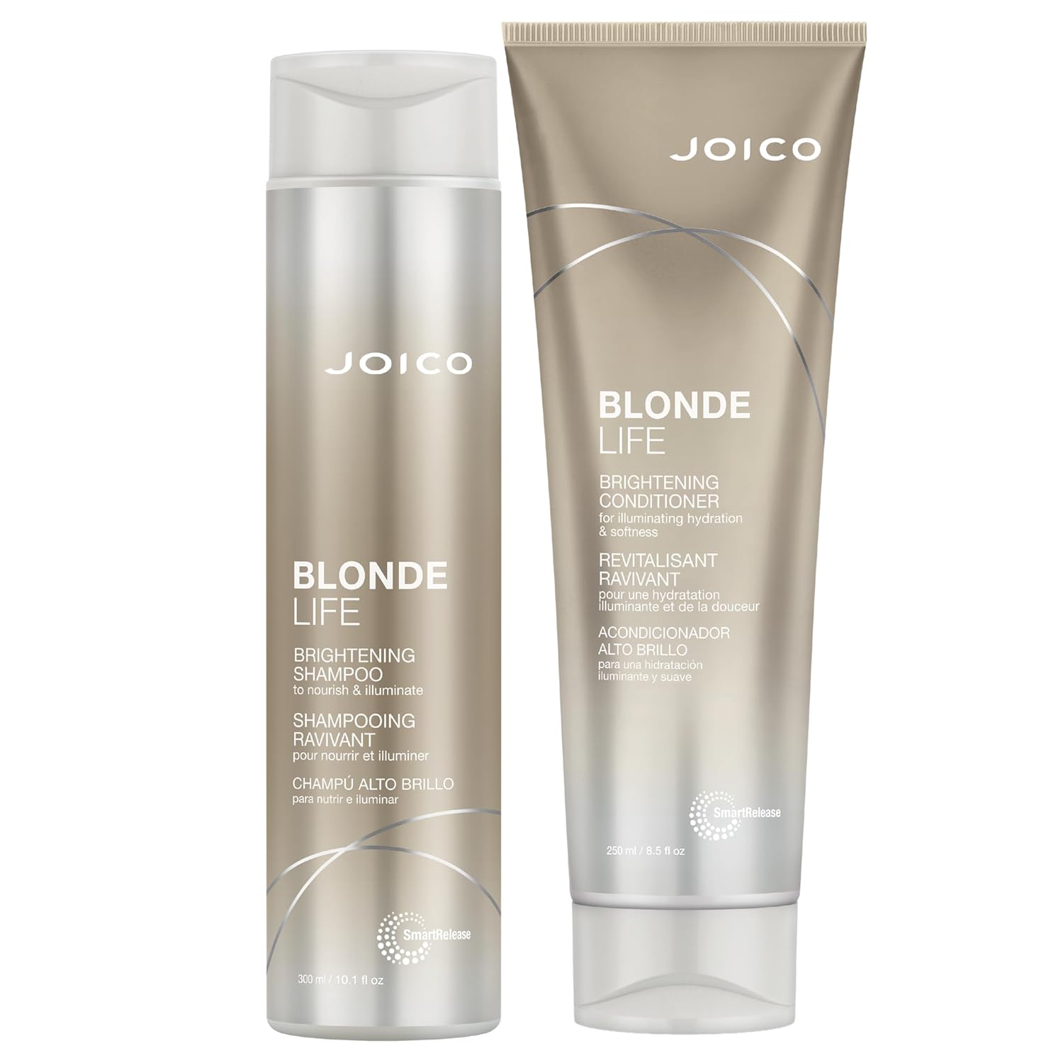 Joico Champú y acondicionador iluminador Blonde Life  Para cabello rubio  Añade suavidad y suavidad  Sin sulfatos  Con aceite de monoi y tamanu