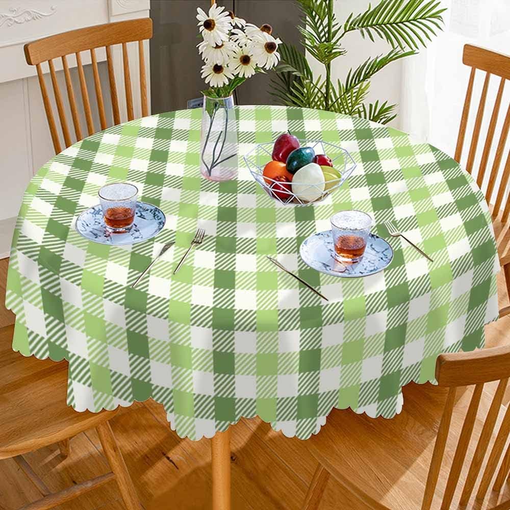 AOYEGO Mantel redondo de 60 pulgadas a cuadros verdes para comedor, fiesta, banquete