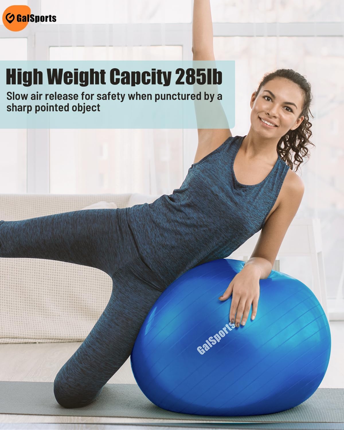 Yoga Ball Exercise Ball for Working Out, Anti-Burst and Slip Resistant Stability Ball, Swiss Ball for Physical Therapy, Exercise Ball Chair, Home