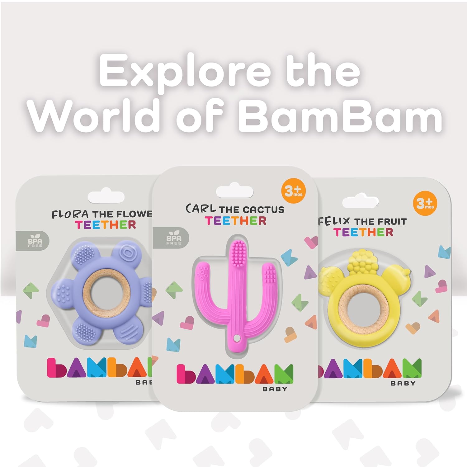 BAMBAM Baby Felix The Fruit – Anillo de dentición de silicona de alta calidad, 100% silicona libre de BPA, probado para seguridad infantil, juguetes