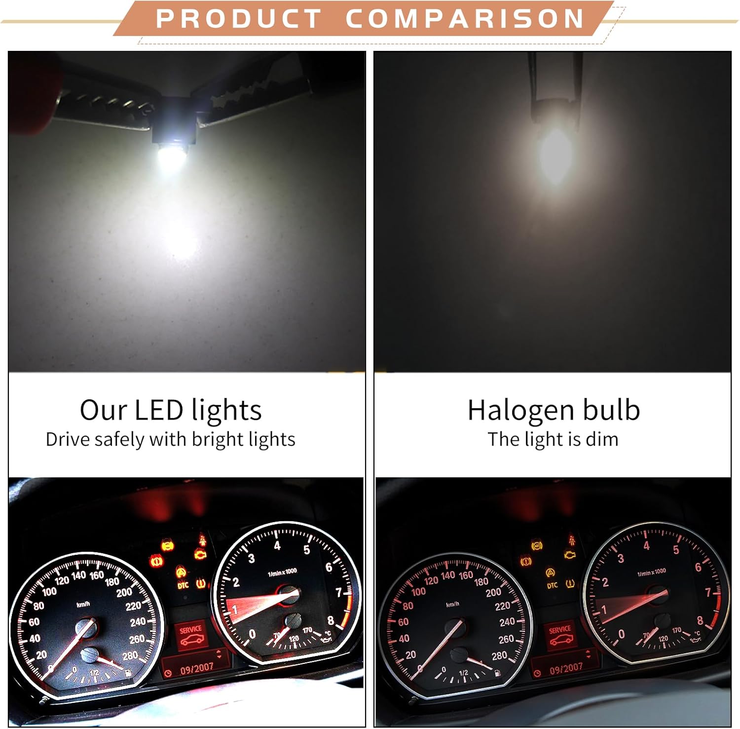 yvshy 10 lámparas de escritorio T4.2 para instrumentos de automóvil, luz indicadora ultra brillante 3030 de 12 V, accesorios de iluminación de