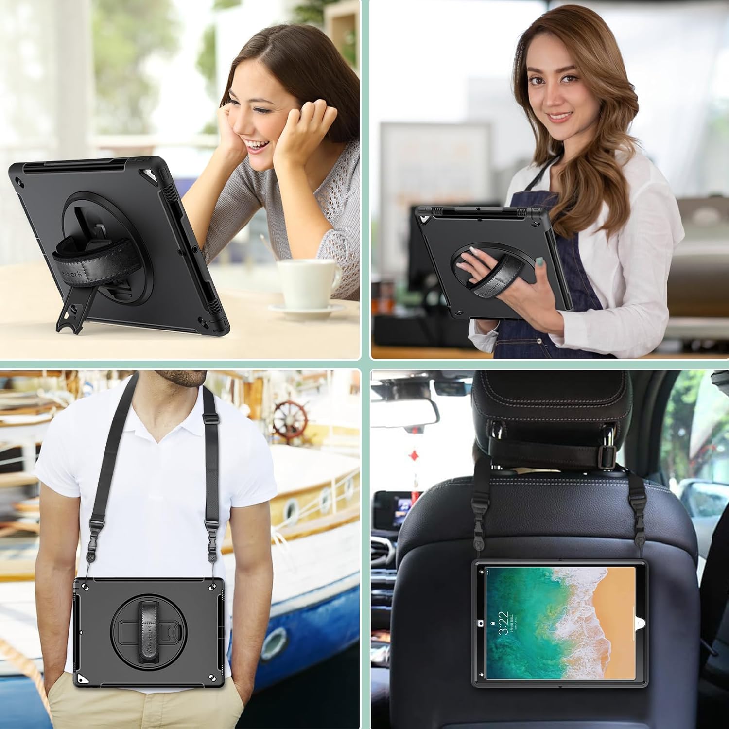 Miesherk Funda para iPad Pro 12.9 de 2 generación 2017 y 2015 de 1 generación, resistente a prueba de golpes, funda protectora con soporte giratorio