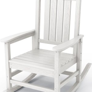 KINGYES Mecedoras de polietileno de alta densidad para exteriores, sillas mecedoras para patio con soporte de 380 libras, balancín suave para porche KINGYES Mecedoras de polietileno de alta densidad para exteriores, sillas mecedoras para patio con soporte de 380 libras, balancín suave para porche