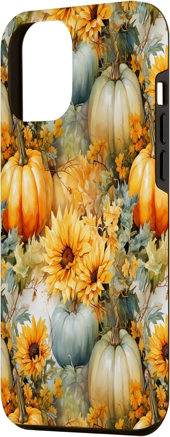 Funda para iPhone 12 Pro Max otoño flor otoño calabaza