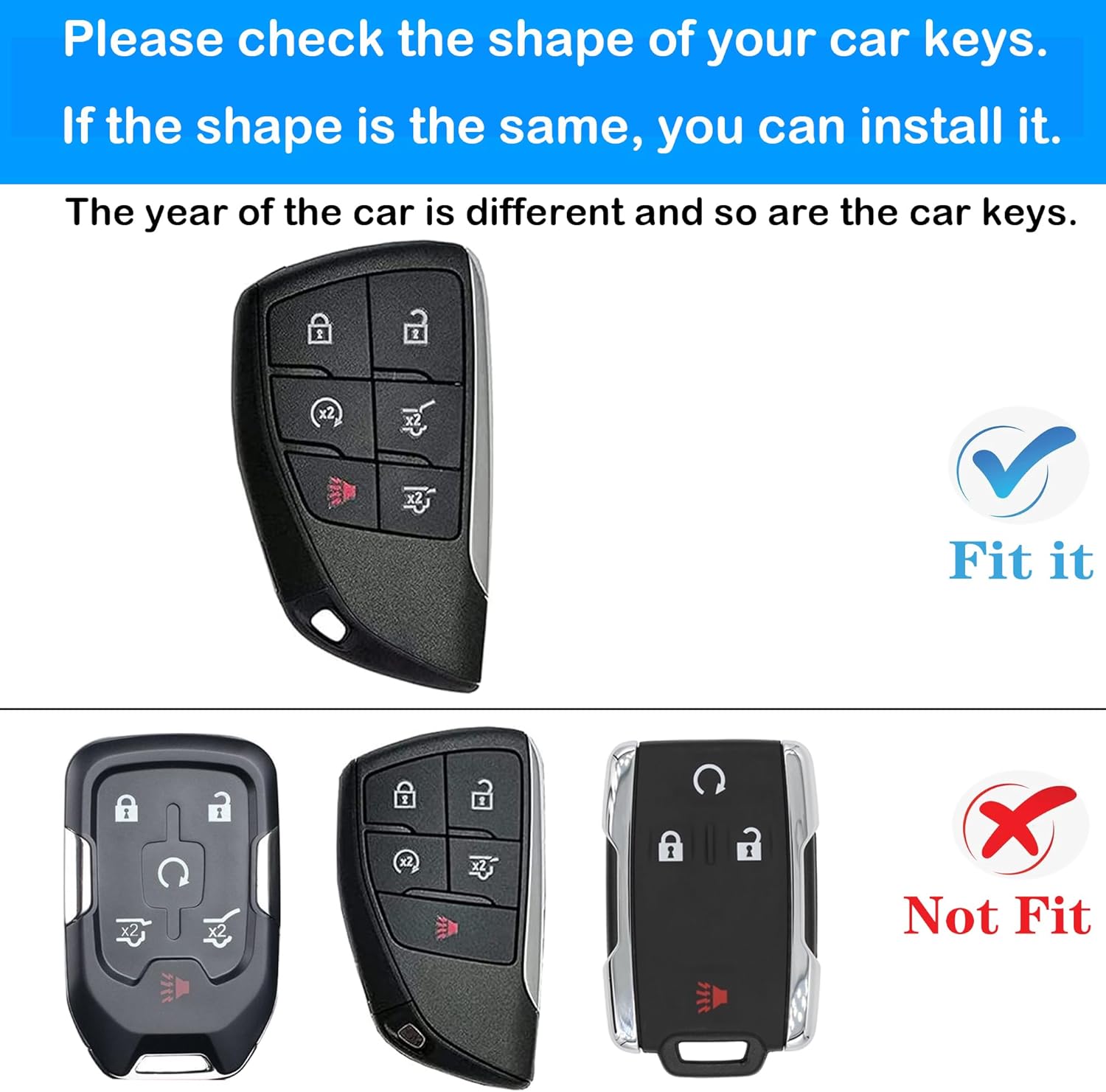 Kirsnda Funda para llavero Chevrolet con llavero, funda de TPU suave, 6 botones para llave de automóvil Suburban Corvette Tahoe 2021 2022 (rojo)