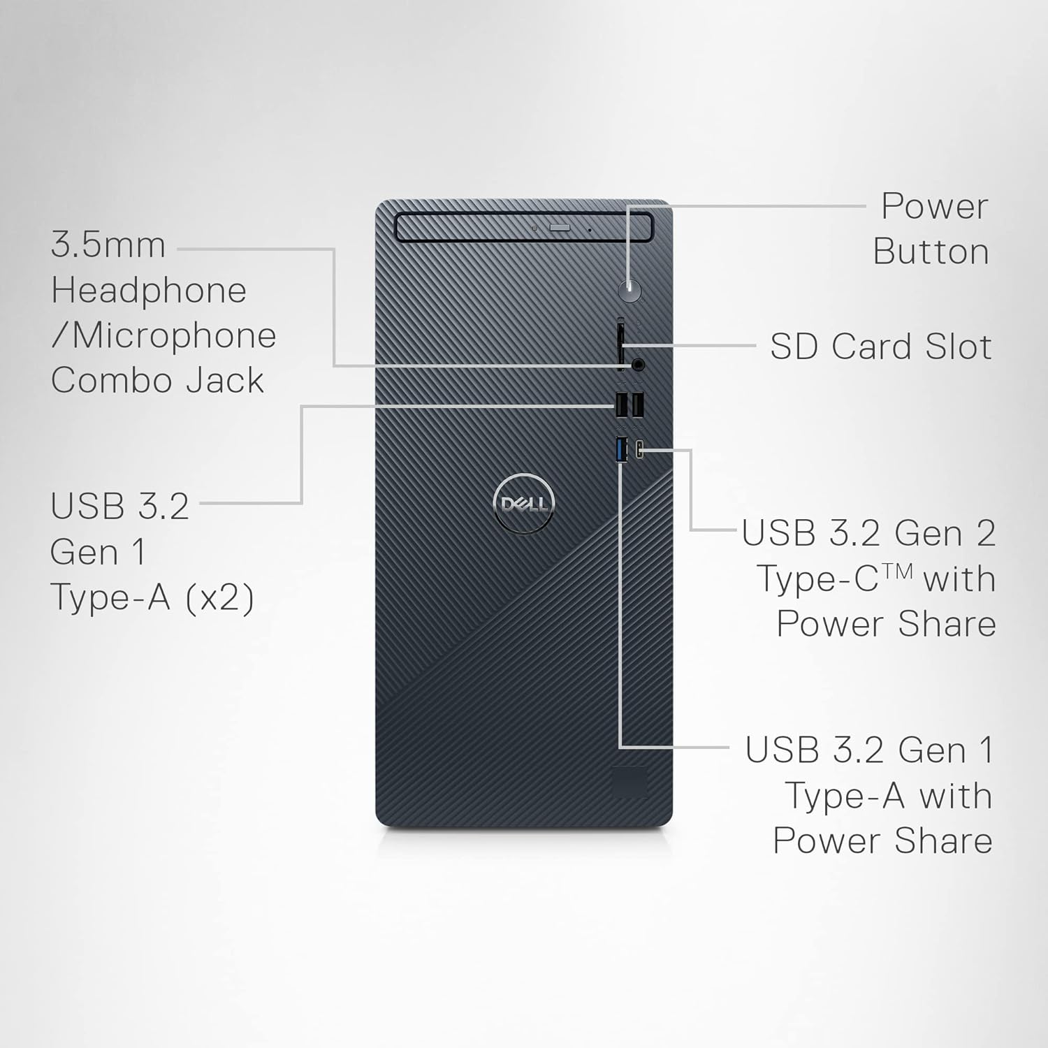 Dell Inspiron 3020 Desktop – Intel Core i7-13700, SSD de 1 TB + disco duro de 1 TB, RAM DDR4 de 16 GB, DVD RW, gráficos Intel UHD 770, Windows 11
