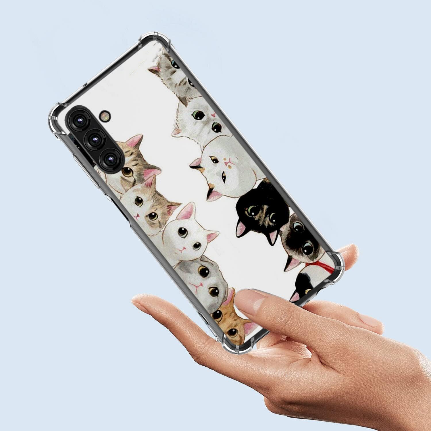 Beaucov Funda para Galaxy A13 5G, protección contra caídas de gatos blancos y negros, a prueba de golpes, funda protectora de cuerpo completo