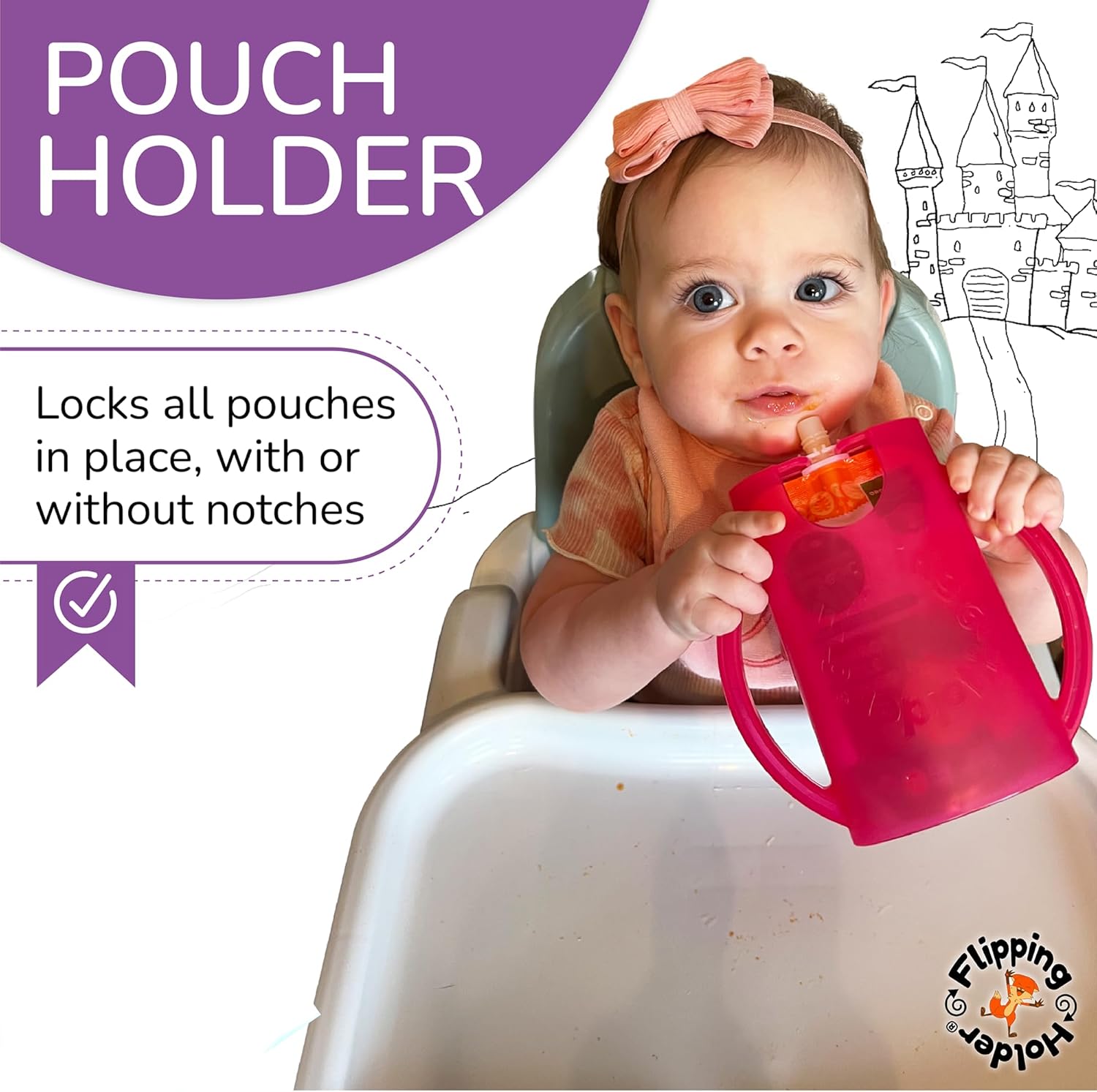 Recipiente para mezclar, recipiente para bolsas de comida y jugo 2 en 1, hecho en EE. UU. Bolsa de comida a prueba de golpes