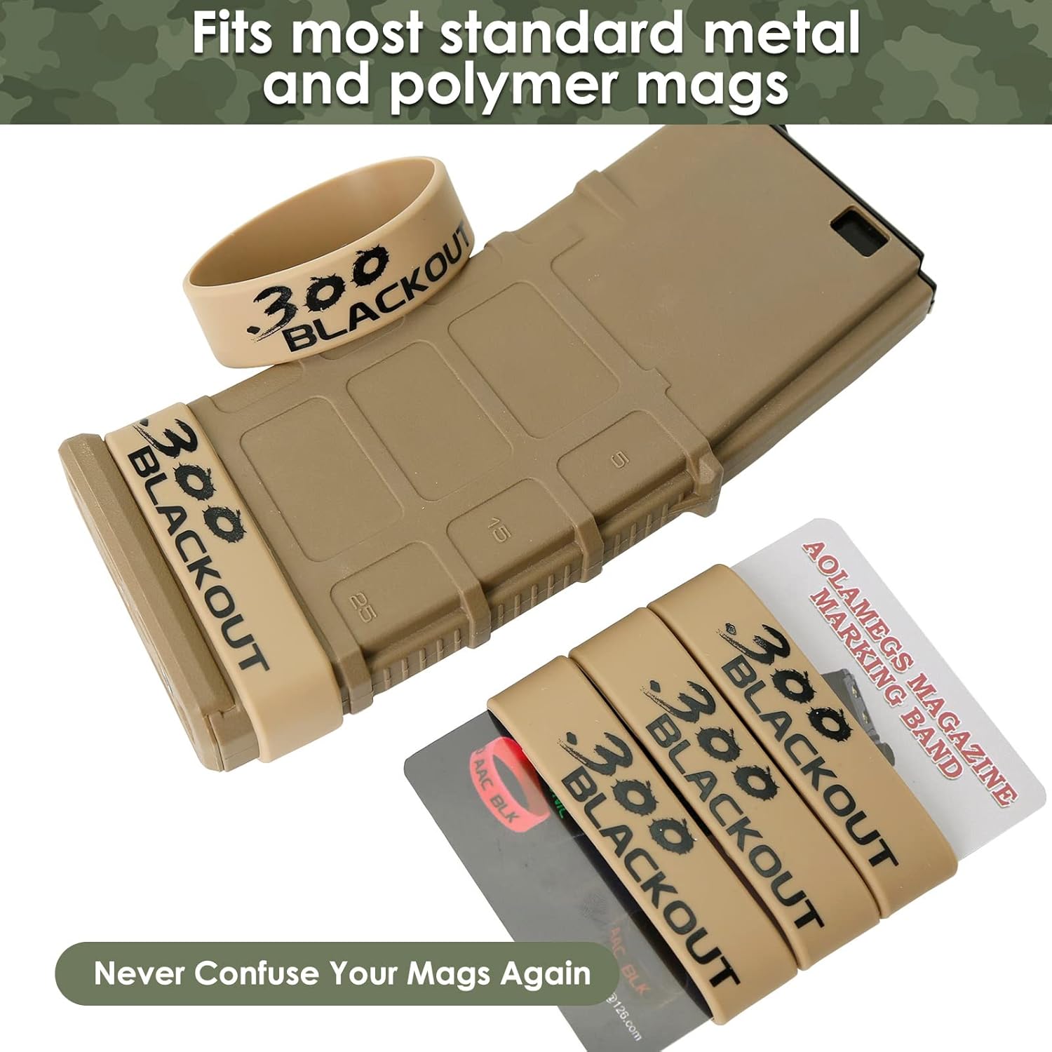 Aolamegs Paquete de 510 bandas para revistas, 5.56 OTAN, 300 apagones, 300 Subsonic, .223 Remington, .308 Winchester, 7.62 x 39, bandas de silicona