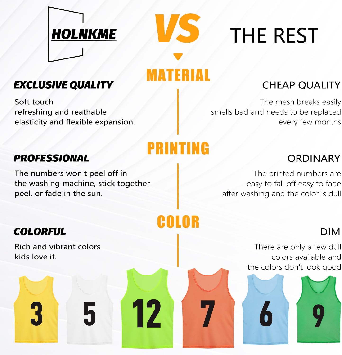 Holnkme Numbered Soccer Pinnies Scrimmage – Chaleco deportivo para entrenamiento en equipo, chaleco de práctica para adultos y jóvenes (12 piezas)