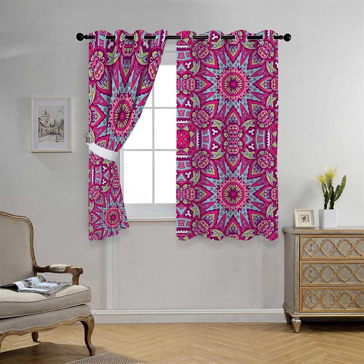 Cortinas De Cocina Modernas Chinese Classical Texture Doorway Curtain Rod Window Noise Blocker 63Inch Width by 80Inch Length,2 Panels