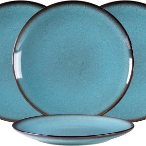 HENXFEN LEAD Juego de 4 platos llanos grandes de 10 pulgadas para carne, ensalada, pasta, vajilla de cerámica para lavavajillas, microondas, horno, HENXFEN LEAD Juego de 4 platos llanos grandes de 10 pulgadas para carne, ensalada, pasta, vajilla de cerámica para lavavajillas, microondas, horno,