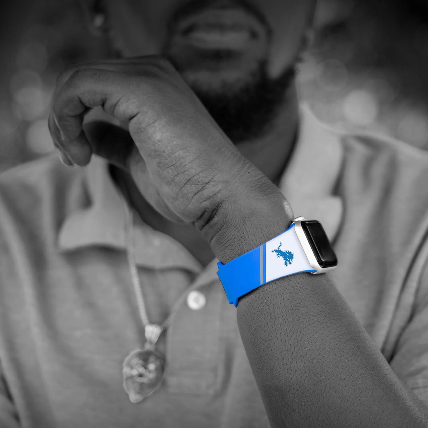 Game Time Detroit Lions HD Champion Series – Correa de reloj compatible con Apple Watch