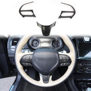 crosselec Kit de bisel de fibra de carbono para volante de fibra de carbono para Chrysler 300 2015-2021 crosselec Kit de bisel de fibra de carbono para volante de fibra de carbono para Chrysler 300 2015-2021