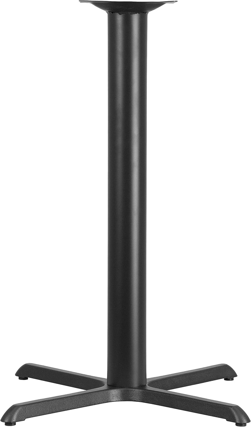 EMMA + OLIVER Mesa de barra de hierro fundido de 33″ x 33″ Base en X con columna de 4″ de diámetro