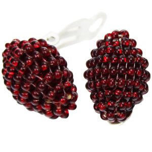 Sparkly red clip on or stud on delicate earrings Burgundy iridescent garnet color minimalist style jewelry Merry Christmas gift Sparkly red clip on or stud on delicate earrings Burgundy iridescent garnet color minimalist style jewelry Merry Christmas gift