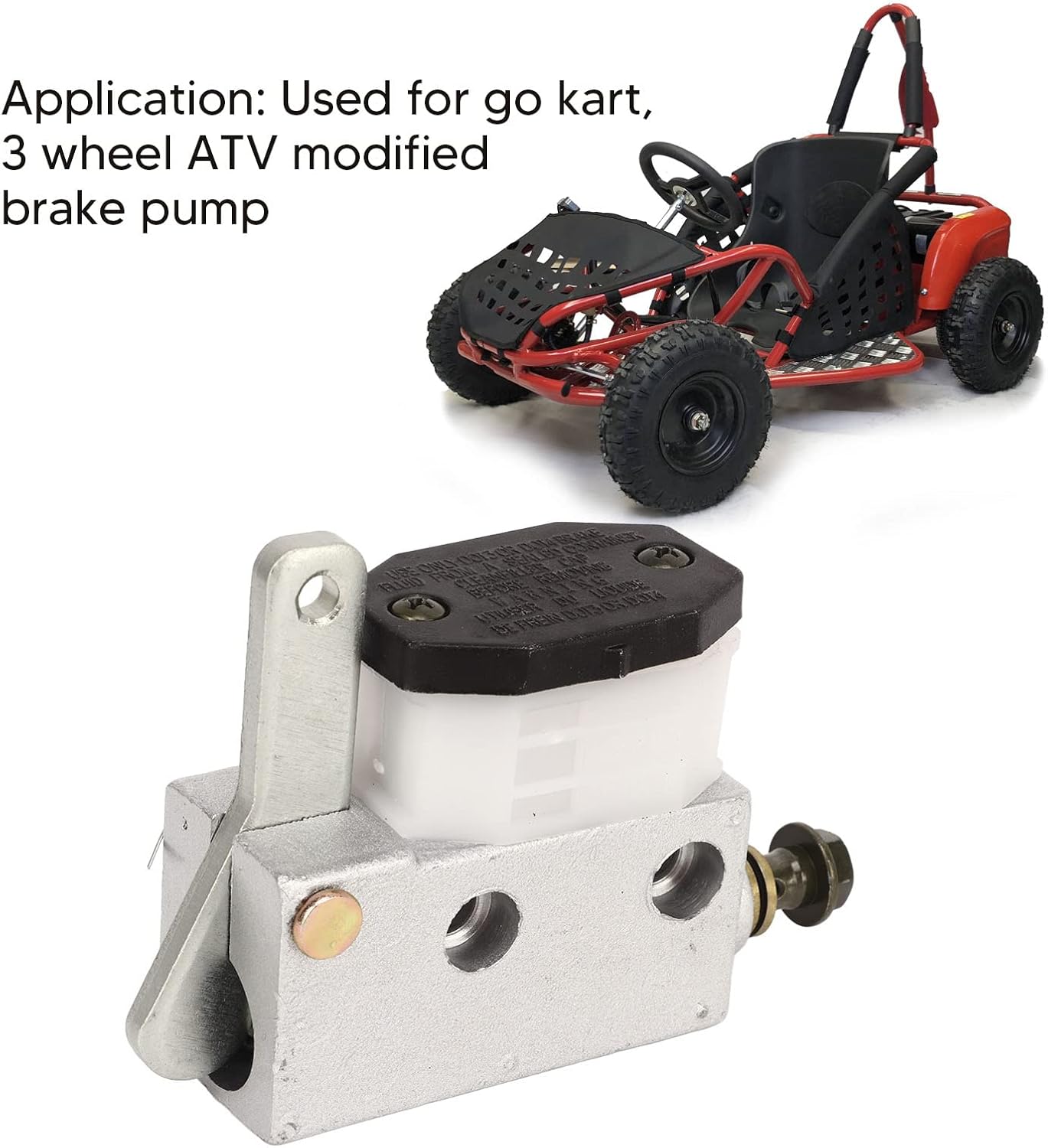 Aramox Bomba de cilindro maestro de freno Construcción de metal Instalación simple 12.8 Conjunto de cilindro maestro de freno para Go Kart ATV UTV