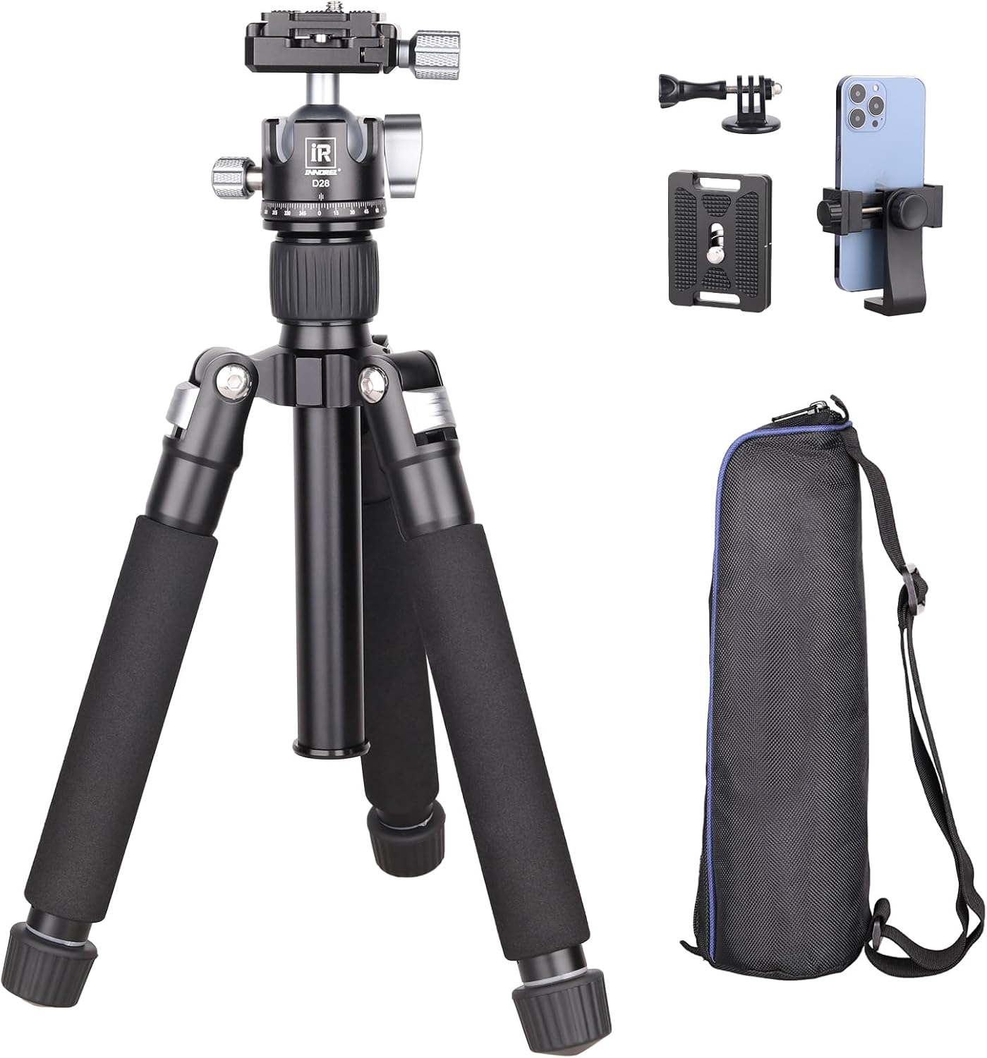 Mini trípode con cabeza de bola de perfil bajo de 360 grados, trípode de aluminio para cámara de viaje, trípode portátil de sobremesa, compatible