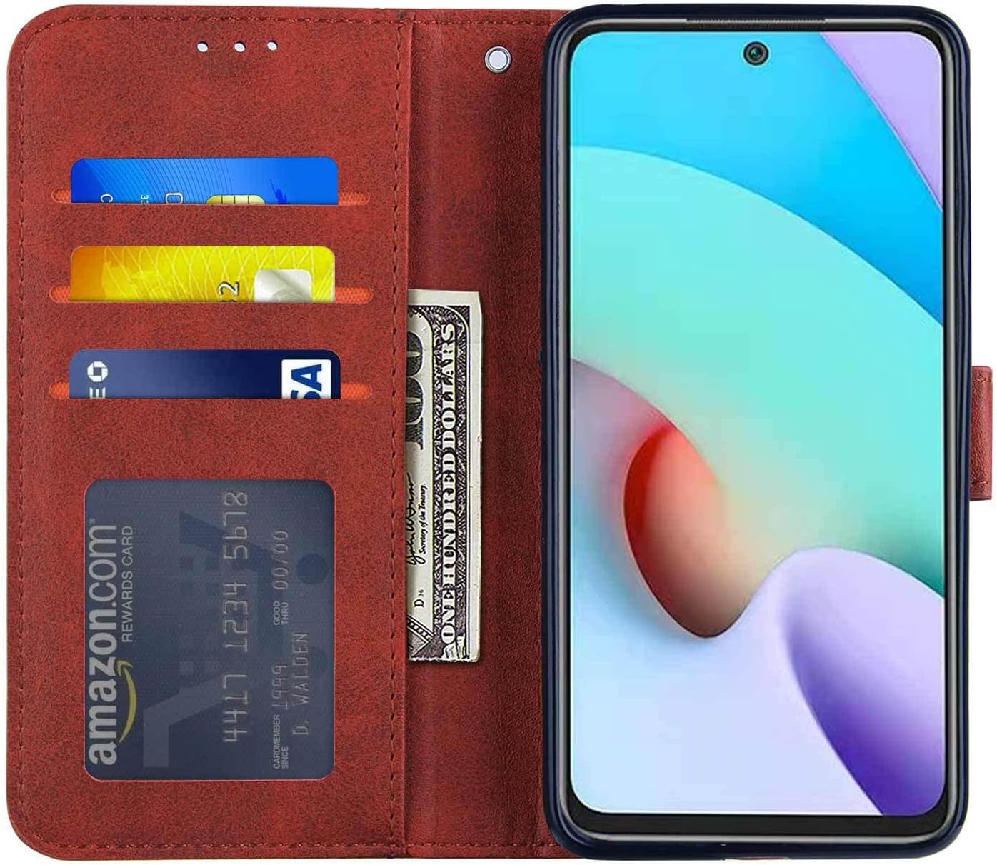 Caso para Xiaomi Poco X3 NFC cubierta,Caso para Xiaomi Poco X3 ProPoco X3 PU Cuero Flip Stand con tarjeta Pack Teléfono Fundas Cubierta Rojo