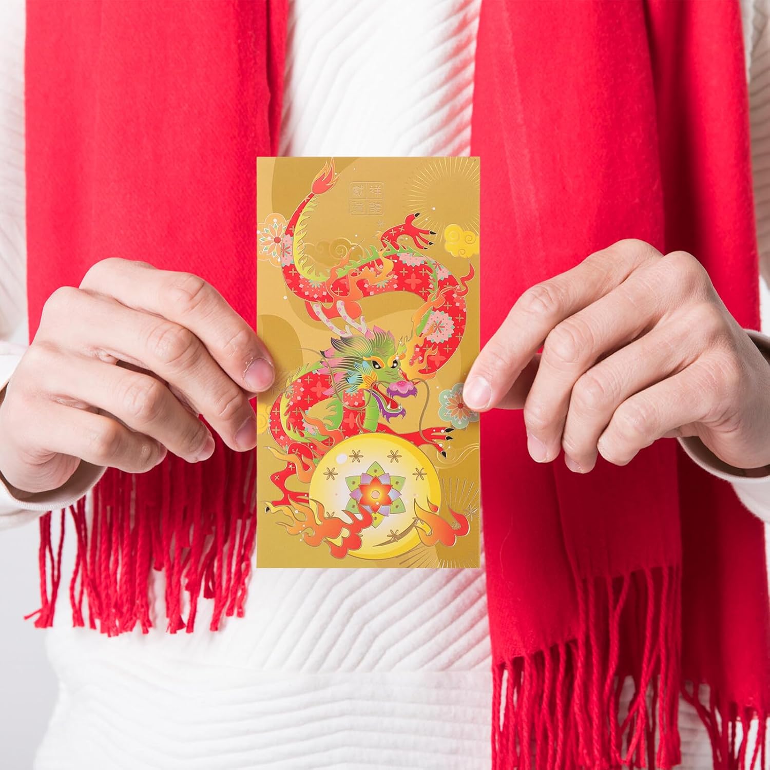 Didiseaon Sobres lindos 2024 rojo Año del Dragón s 6 piezas chino Hong Bao Lai See Money Pocket Lucky Red Paquetes para Festival de Primavera Año
