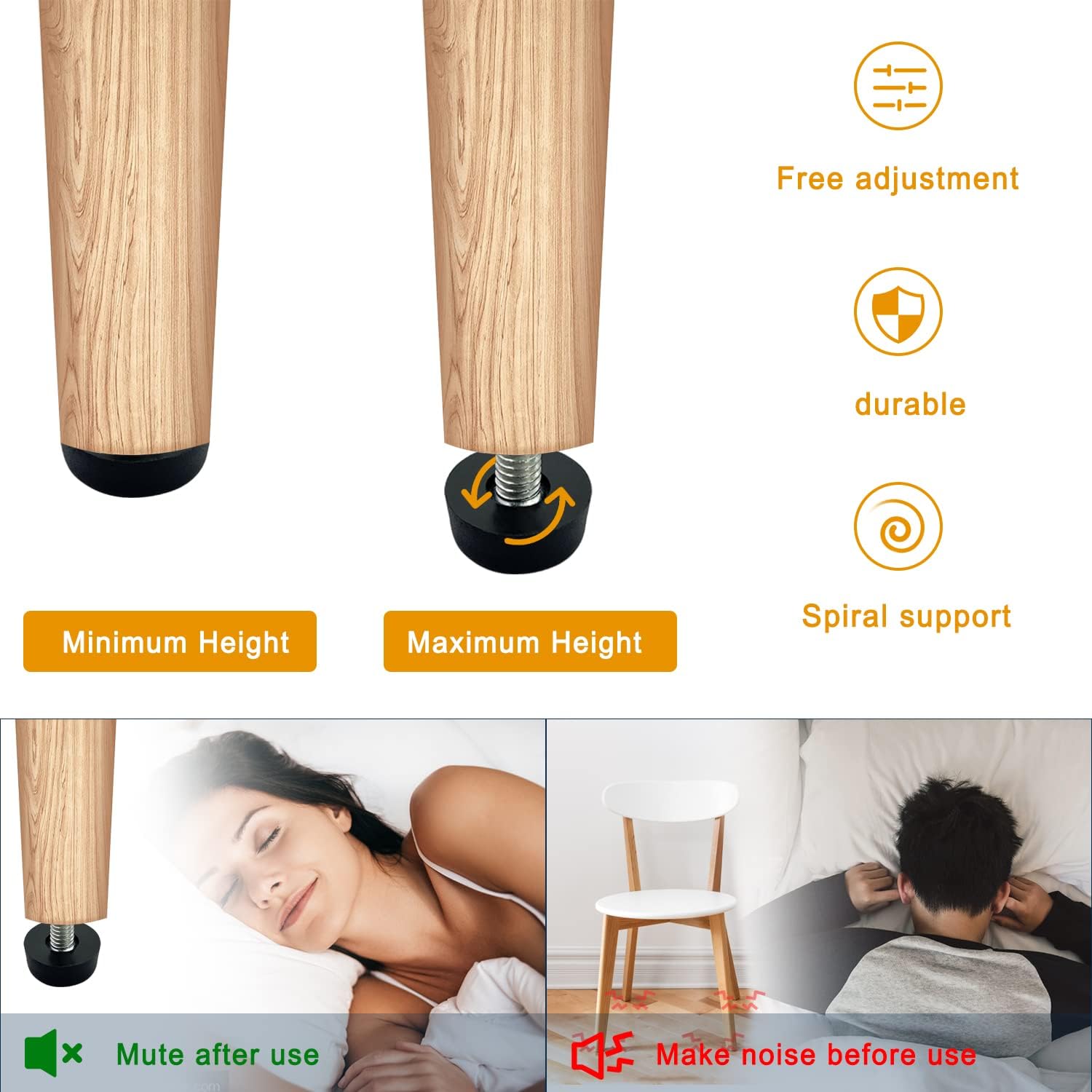 25 patas niveladoras de muebles M6-14 pulgadas ajustables para patas de muebles, tornillos de repuesto para taburetes, mesas, silla, banco, cabniet,