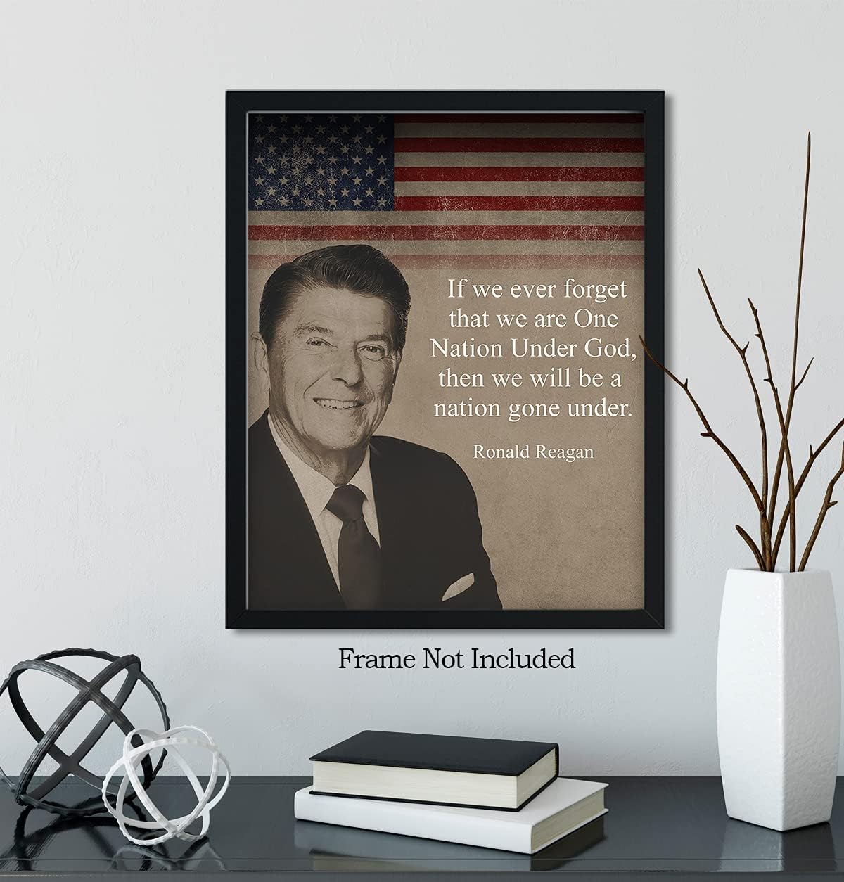 Govivo Ronald Reagan Historic Quote – Impresión artística de decoración de pared del presidente patriótico estadounidense, obra de arte sin marco