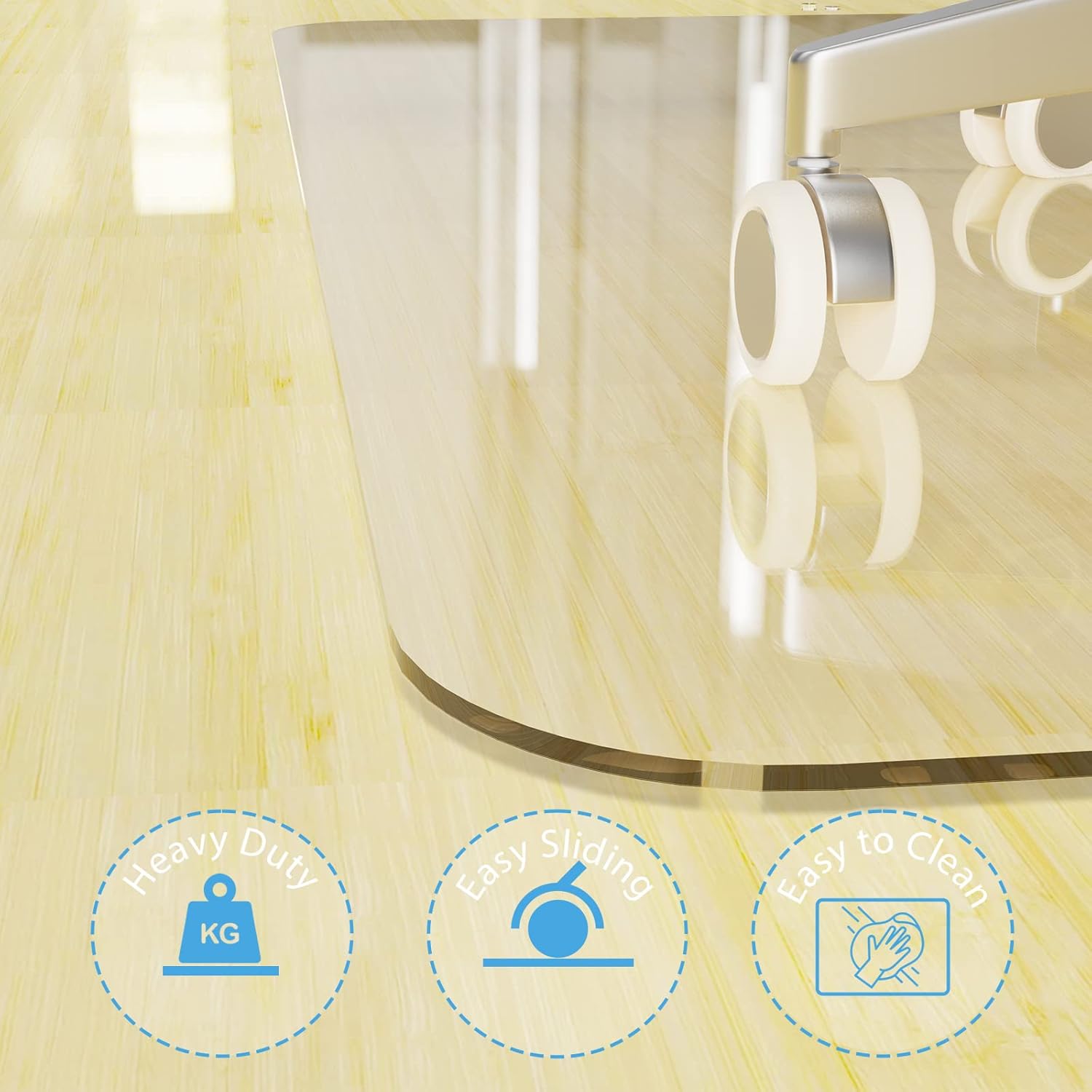 Tapete para silla de cristal, transparente estándar, 36 x 48 pulgadas, resistente vidrio templado, grosor de 15 pulgadas, tapetes de vidrio para
