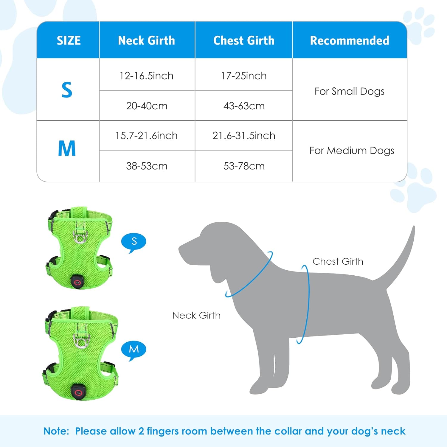 AMIR – Arnés LED para perro, pequeño, sin tirones, sin estrangulamiento, recargable por USB, 3 modos de iluminación, ajustable, transpirable, malla