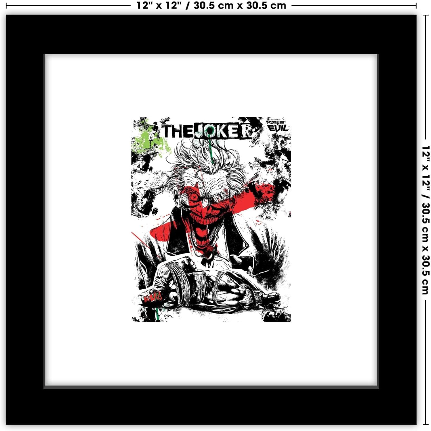Trends International Gallery Pops DC Comics – Arte de pared de collage de Joker, versión enmarcada negra, 12 x 12 pulgadas