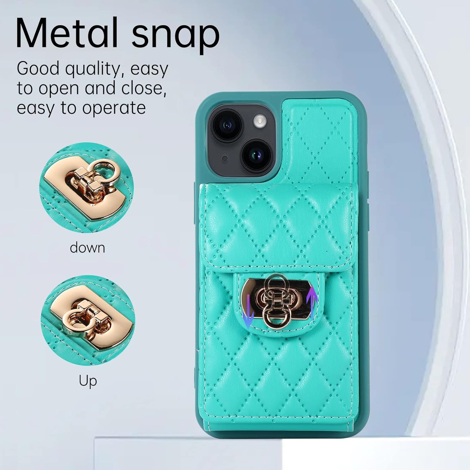 KUDEX Funda cruzada para iPhone 14, funda protectora de cuero de lujo con correa de cordón extraíble, tarjetero con soporte para tarjeta de crédito