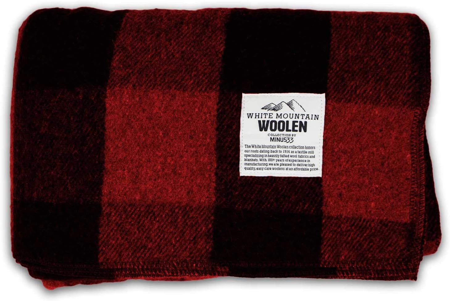 Minus33 Merino Wool – Manta de lana blanca de montaña individual – Buffalo Plaid – Manta cálida – Manta de picnic – 80% lana reciclada – 65 pulgadas