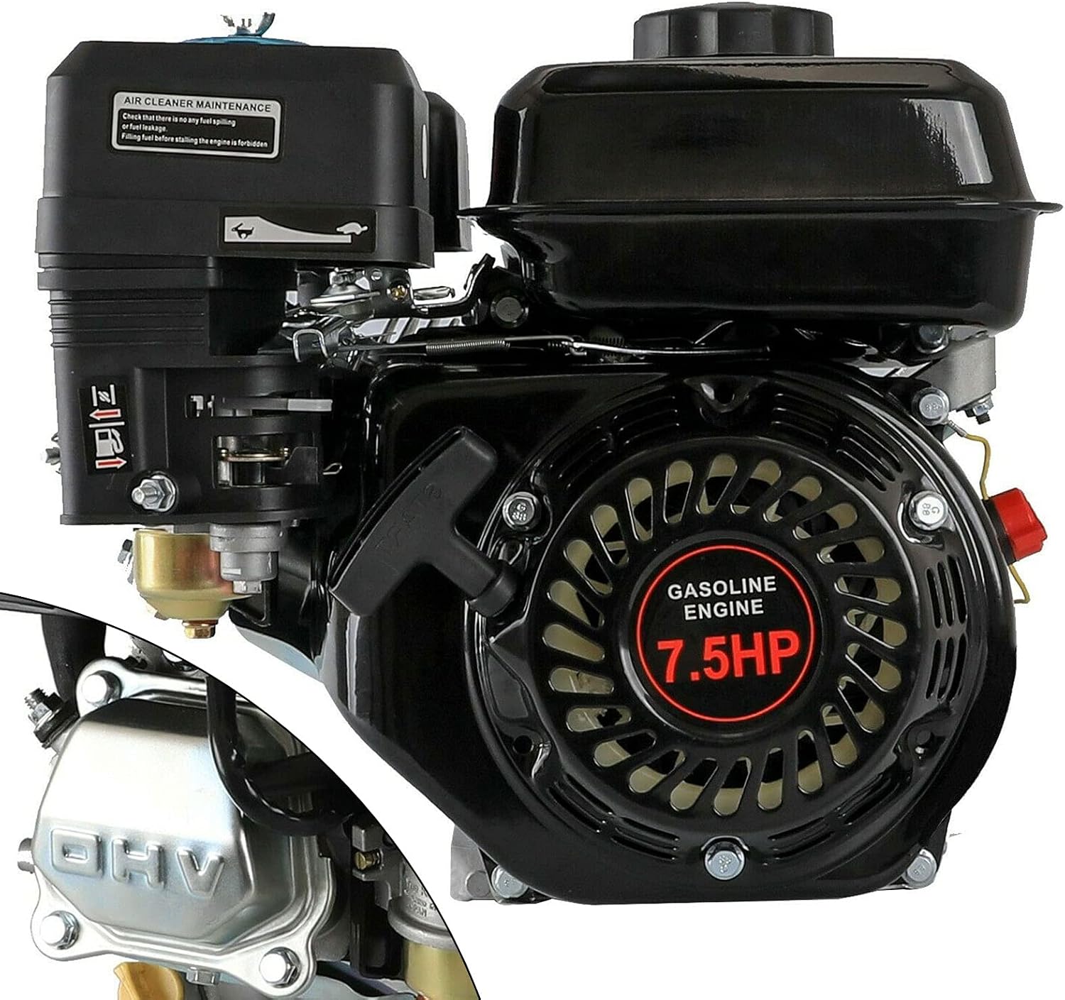 Motor de gas Motor de 4 tiempos, arranque de tracción 6.5HP7.5HP refrigeración por aire de un solo cilindro OHV motor de gasolina para HondaGX160
