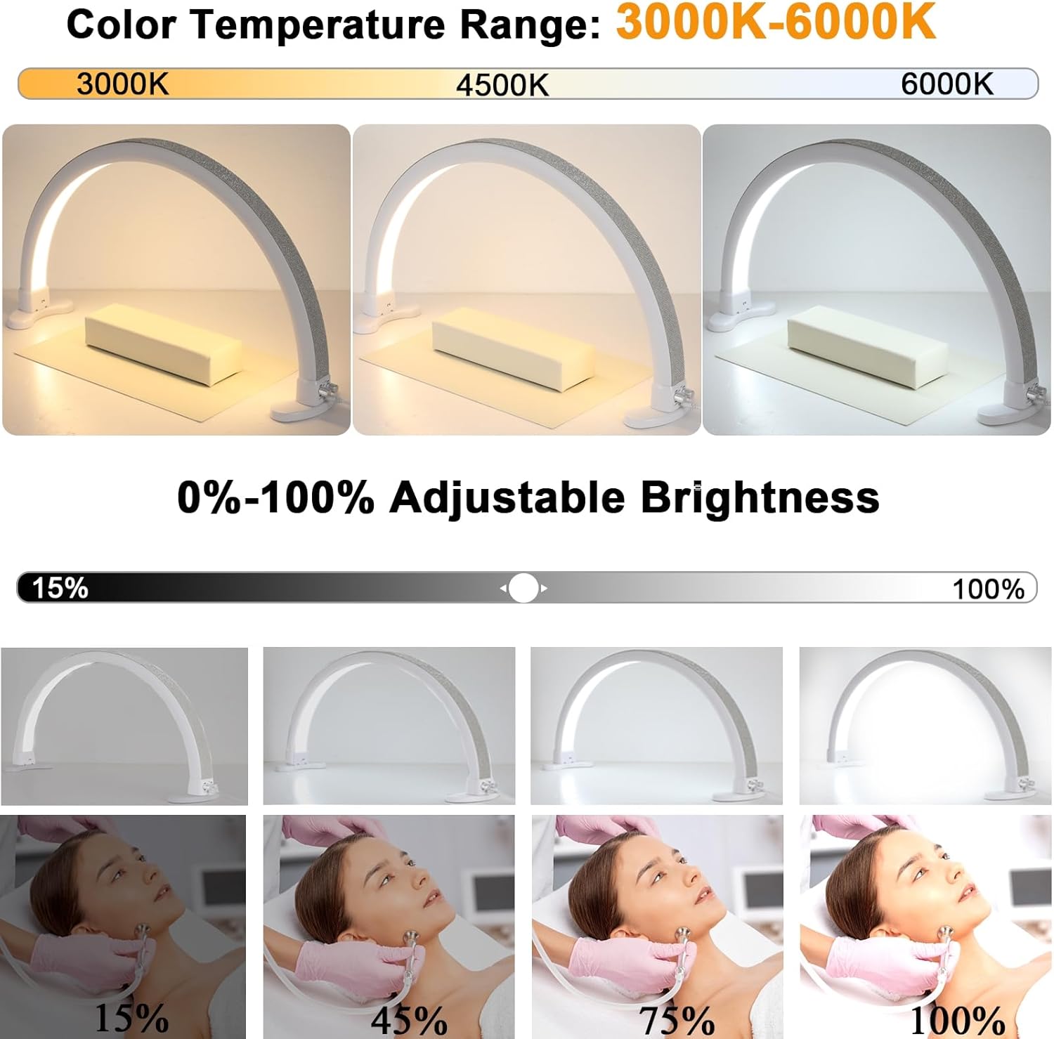 Luz de media luna, luz de pestañas LED, lámpara de escritorio de uñas de media luna, lámpara de escritorio de manicura LED, luz de tatuaje, lámpara