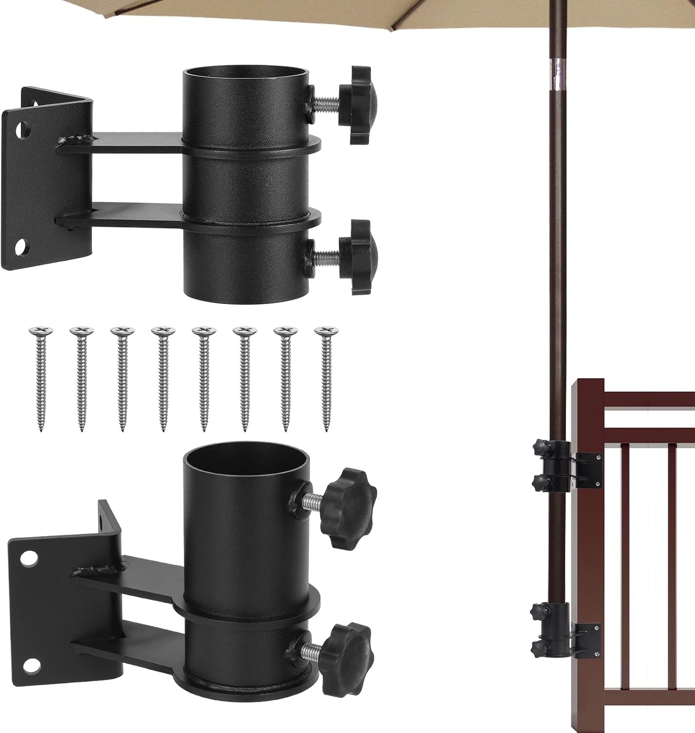 Abrazadera de sombrilla resistente para montaje en esquina, 2 piezas, soporte de sombrilla de patio, soporte ajustable para sombrilla de terraza,