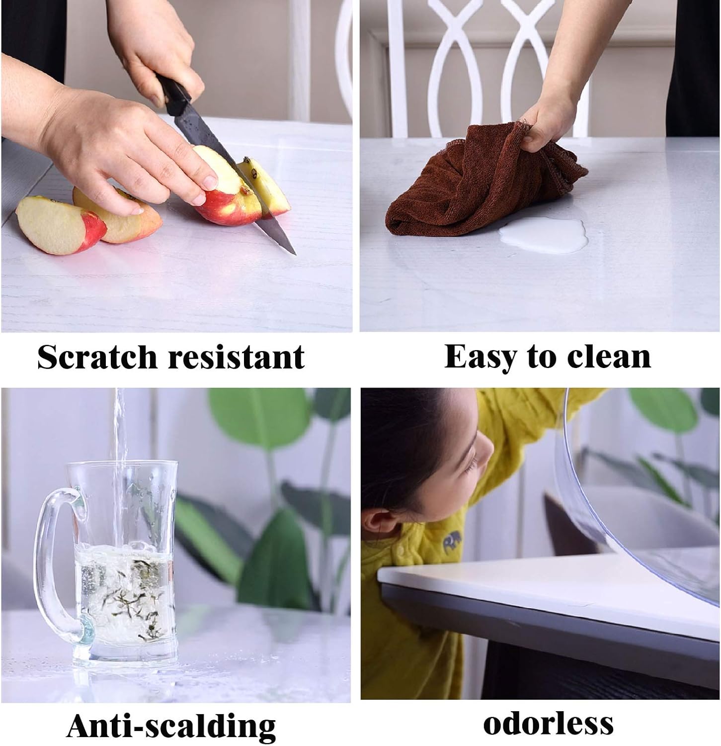 ZHANGQINGXIU Mantel transparente de plástico transparente para mesa, mantel de PVC, alfombrilla de vinilo, fácil de limpiar, impermeable, lavable,