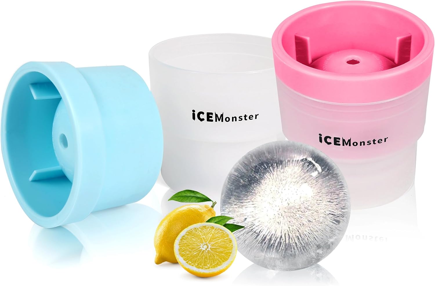 Molde de hielo esférico, molde para hielo para whisky, bola de hielo, cubo de hielo redondo, molde para cubo de hielo grande Bourbon, apilable, de