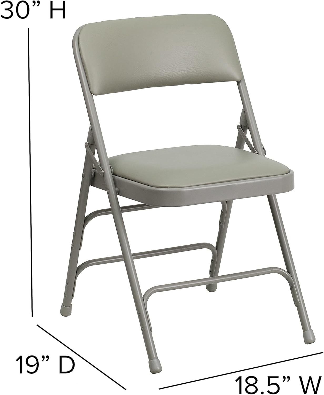 Flash Furniture HERCULES Series – Silla plegable de metal de vinilo gris curvada con triple soporte y doble bisagra, 2 unidades