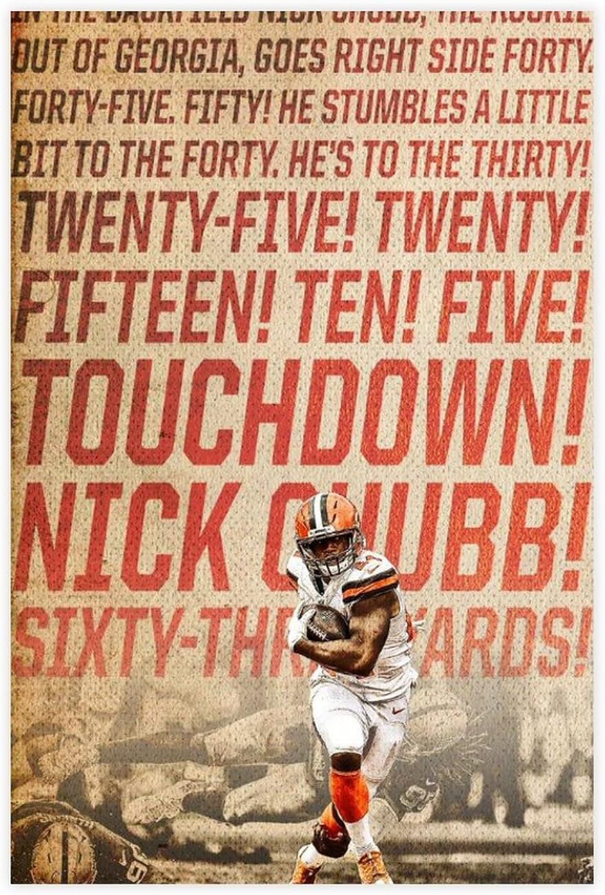 Póster de Nick Chubb de lona deportiva, 5 pósteres de lienzo para decoración de pared, pinturas para sala de estar, dormitorio, sin marco, 16 x 24